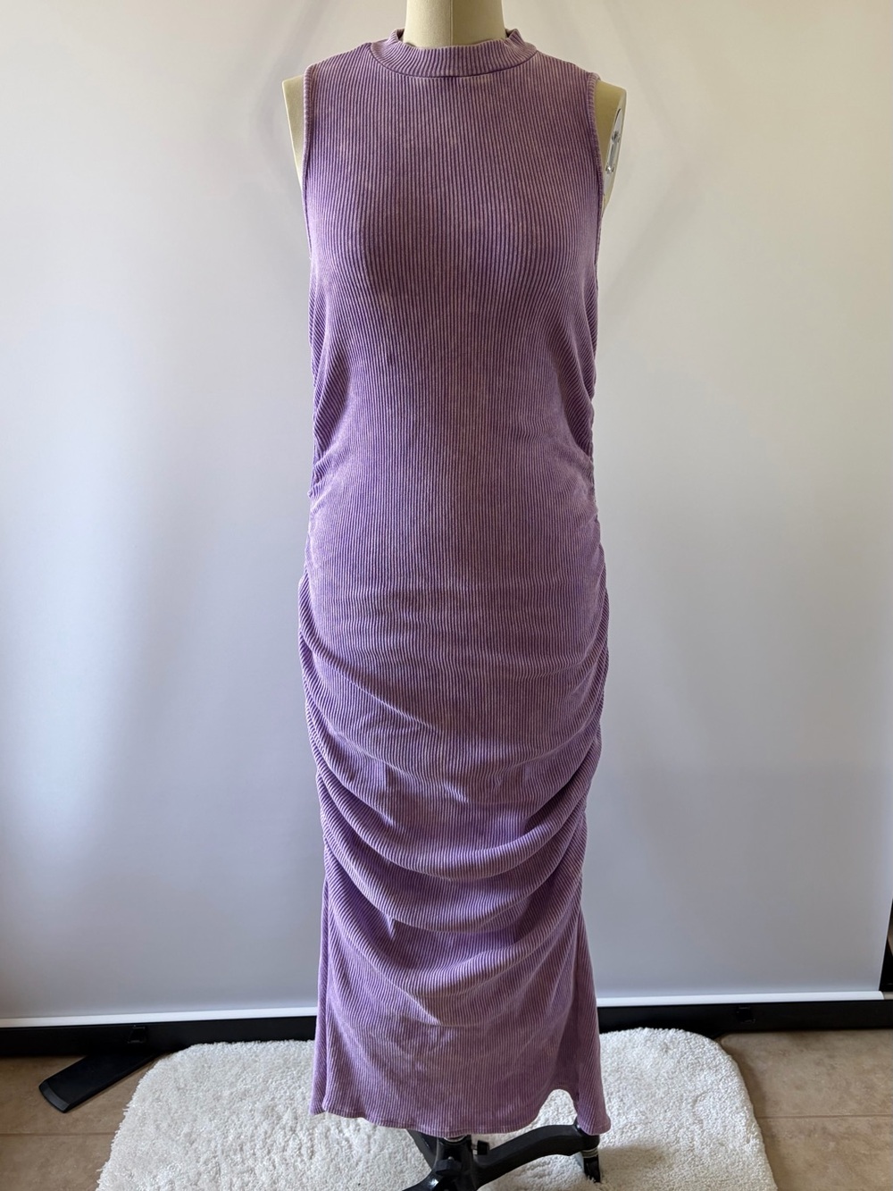 Fashion Nova Lavender Ribbed Sleeveless Maxi Dress